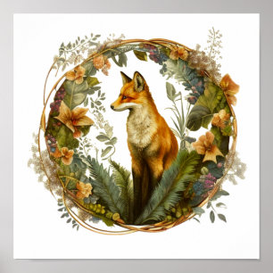 Poster Cottagecore Fox Vintage