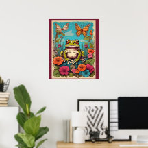 Cottagecore Frog Art - Vintage coloré