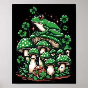 Poster Cottagecore Grenouille esthétique Sous Champignons