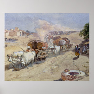 Poster Cotton Transport, Inde, 1862 (avec le dessus de he
