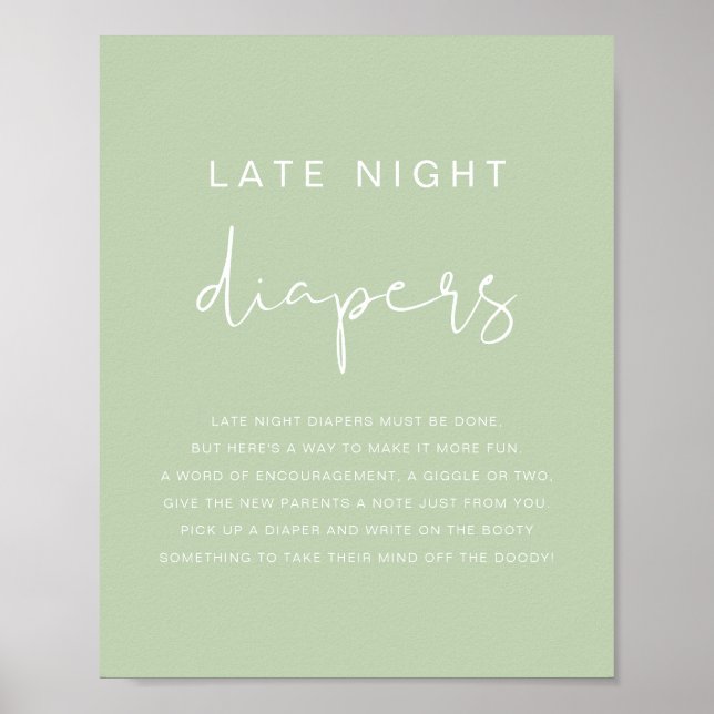 Poster Couche-culotte de nuit verte pastel vibrante LEAH (Devant)