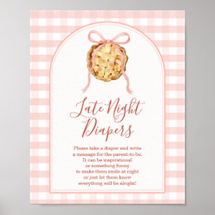 Poster Couche-culotte Rose Pâle à Carreaux Cutie Pie pour