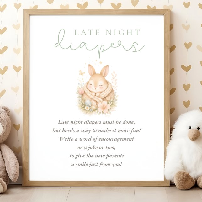 Poster Couche de nuit pour bébé Shower de Lapin Mignon (Créateur téléchargé)