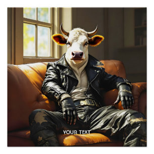 Poster Couche en cuir Imaginaire Cute Cow