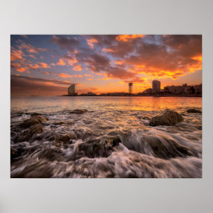 Poster Coucher De Soleil À Barcelone