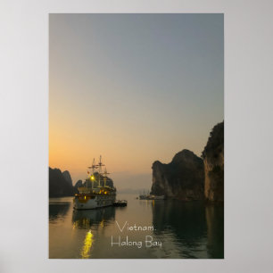 Poster Coucher de soleil à Halong Bay Vietnam Coque-Mate