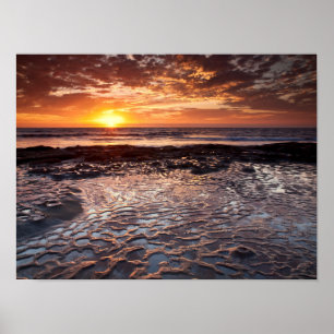Poster Coucher de soleil à la plage, Californie
