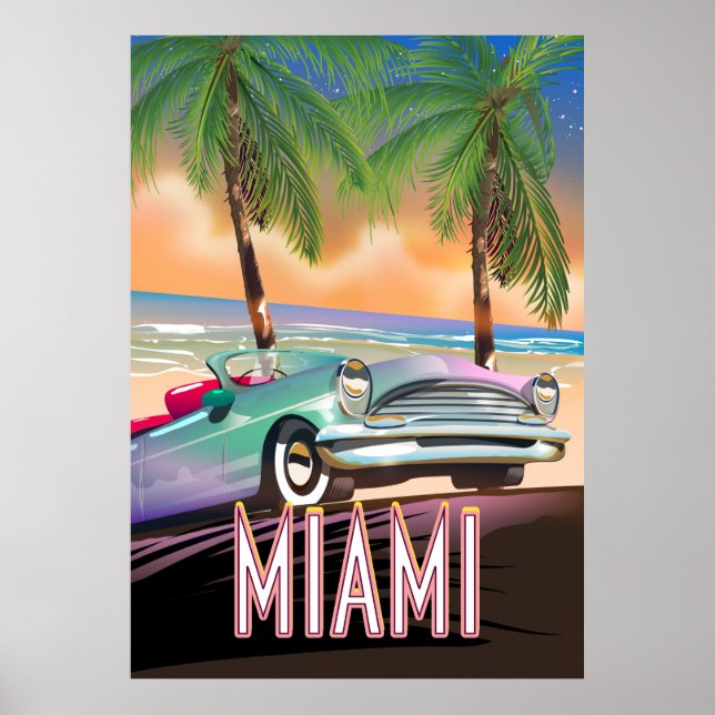 Poster Coucher de soleil à Miami (Devant)