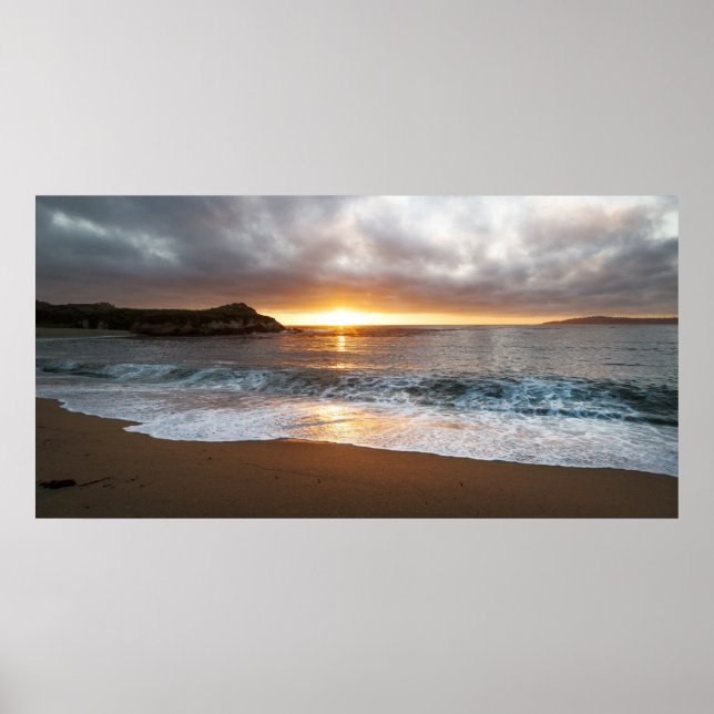 Poster Coucher de soleil à Monterey, la côte Pacifique de (Devant)