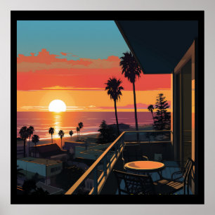 POSTER COUCHER DE SOLEIL À PÈRE NOËL MONICA #1
