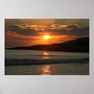 Poster Coucher de soleil à Praia Da Luz Beach, Algarve, P