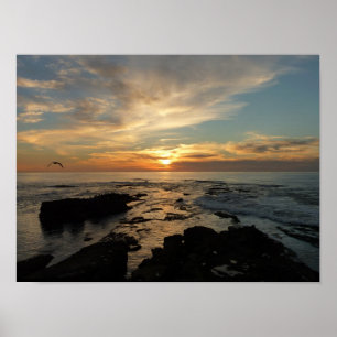 Poster Coucher de soleil à San Diego, paysage marin calif