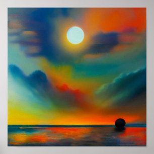 Poster Coucher De Soleil Abstrait Au Port