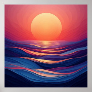 Poster Coucher de soleil abstrait dégradé Horizons 🌅