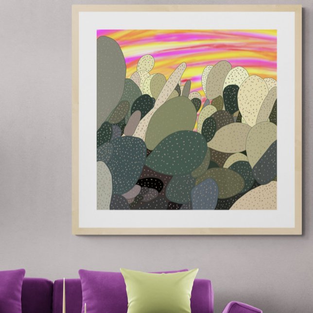 Poster Coucher de soleil au jardin Cactus (Créateur téléchargé)