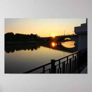 Poster Coucher de soleil au pont de Broad Street à Columb