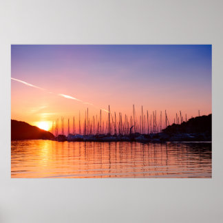 Poster Coucher de soleil dans la baie de mer Adriatique p