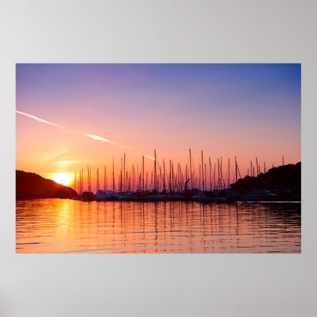 Poster Coucher de soleil dans la baie de mer Adriatique p (Devant)