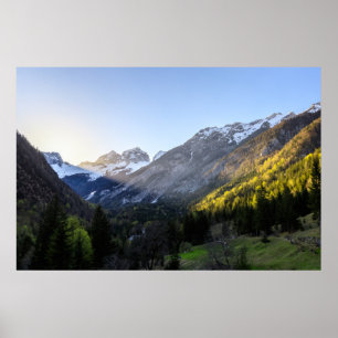 Poster Coucher de soleil dans la vallée de Trenta, Slovén