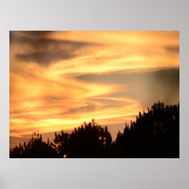 Poster Coucher de soleil dans l'affiche de la forêt (Devant)