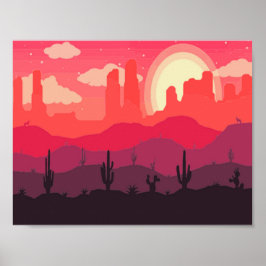 Poster Coucher de soleil dans le désert