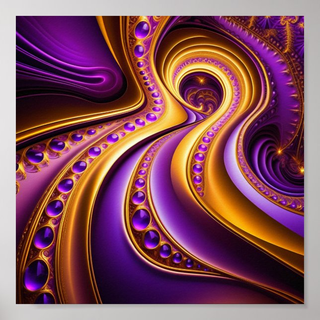 Poster Coucher de soleil dans le désert pourpre (Devant)