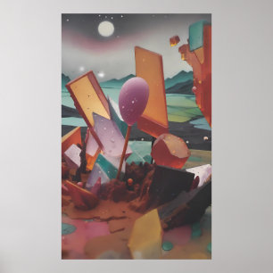 Poster Coucher de soleil dans les terres de bonbons - Art