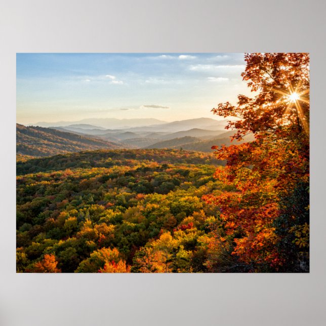 Poster Coucher de soleil d'automne | Caroline du Nord (Devant)