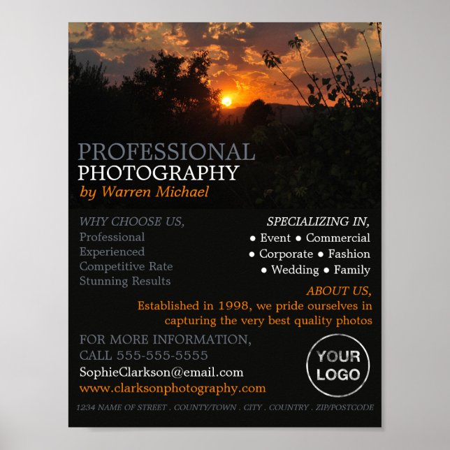Poster Coucher de soleil d'automne, photographie, locatio (Devant)