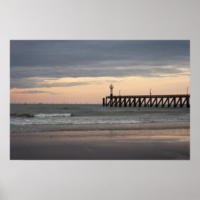 Poster coucher de soleil de Blankenberge, Côte Belge (Devant)