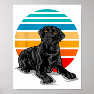 Poster Coucher de soleil de chien du Labrador noir style 