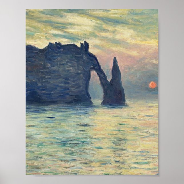 Poster Coucher De Soleil De Cliff Etretat Par Claude Mone (Devant)