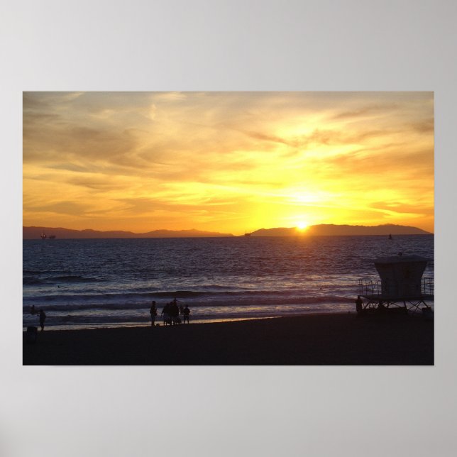 Poster Coucher de soleil de Huntington Beach (Devant)