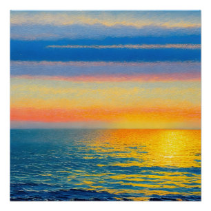 Poster Coucher de soleil de la mer d'Orange
