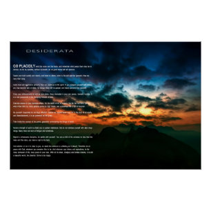 Poster coucher de soleil de la montagne DESIDERATA