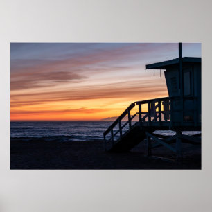 Poster Coucher de soleil de l'heure d'or - Venice Beach, 