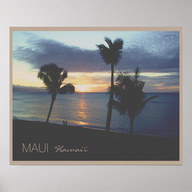 Poster Coucher de soleil de Maui Hawaii (Devant)