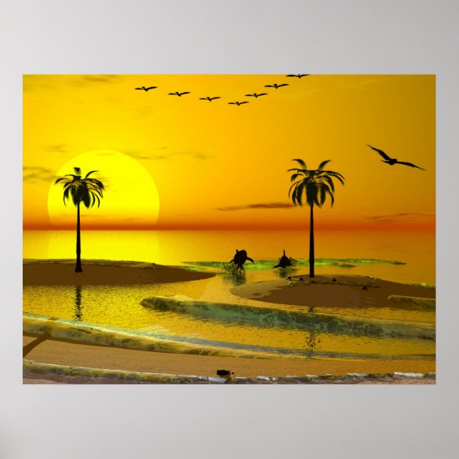 Poster Coucher de soleil de Paradise Shore (Devant)