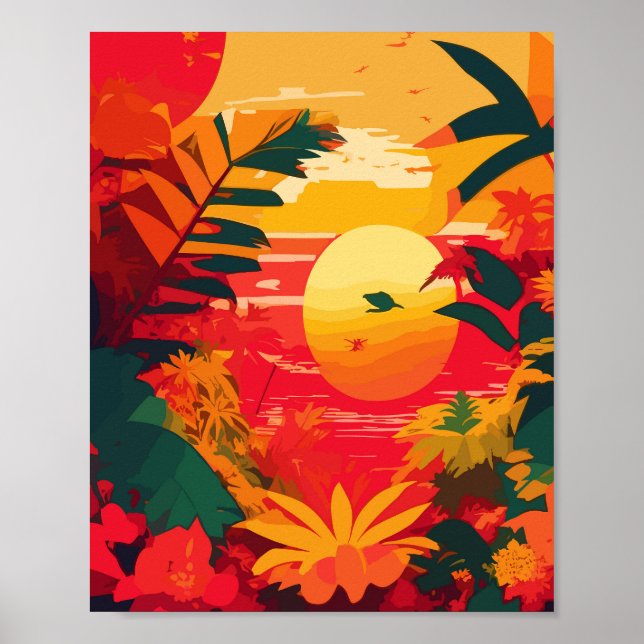 Poster Coucher de soleil de Reggae de l'île tropicale (Devant)
