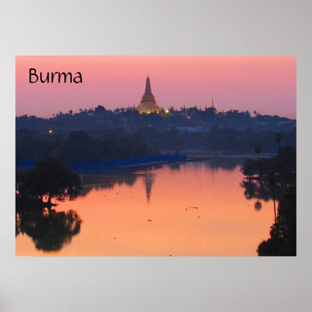 Poster coucher de soleil de shwedagon (Devant)