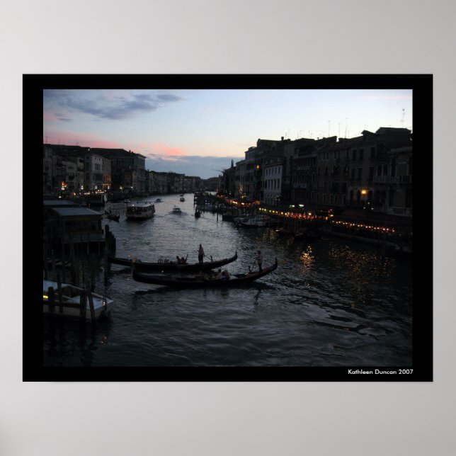 Poster Coucher de soleil de Venise avec Gondalas (Devant)