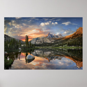 Poster Coucher de soleil d'Echo Peaks du lac Echo - Yosem