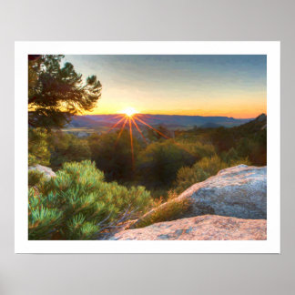 Poster Coucher de soleil des monts Sage