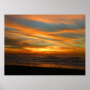 Poster Coucher De Soleil D'Été Avec De Beaux Nuages Orang