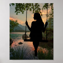 Coucher de soleil d'été du lac Silhouette