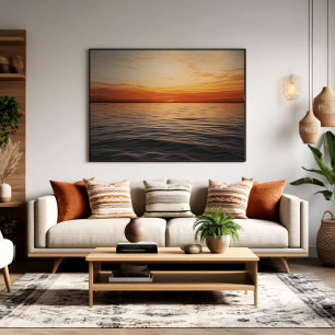 Poster Coucher de soleil doré serein sur l'horizon de l'o