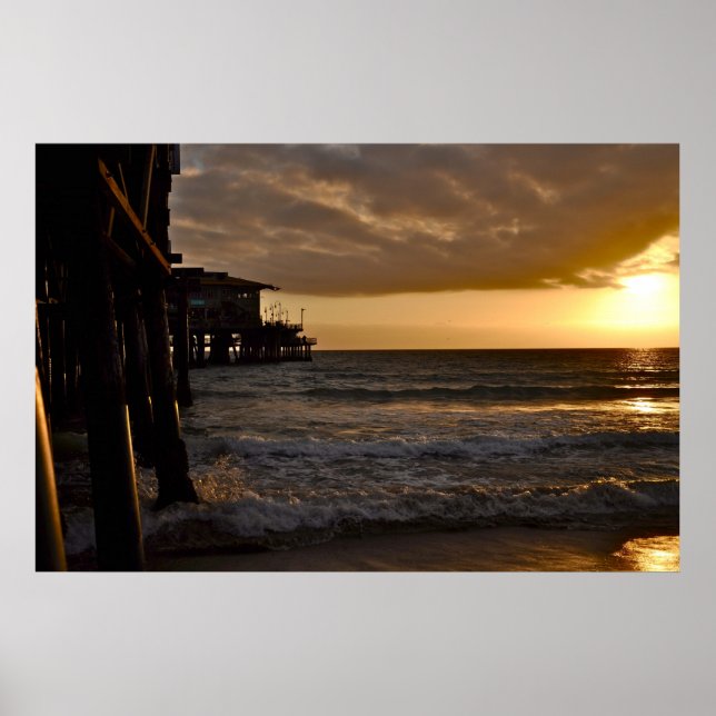 Poster Coucher de soleil du Pacifique à Père Noël Monica (Devant)