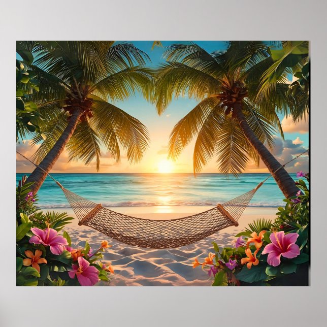 Poster Coucher de soleil du Paradis tropical - Vue sur la (Devant)