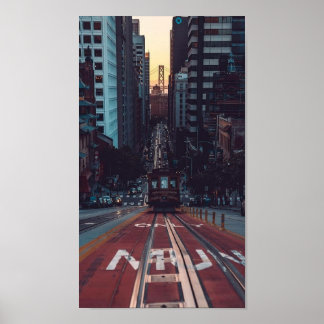Poster Coucher de soleil du téléphérique de San Francisco