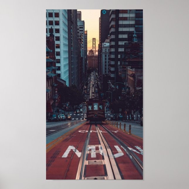 Poster Coucher de soleil du téléphérique de San Francisco (Devant)